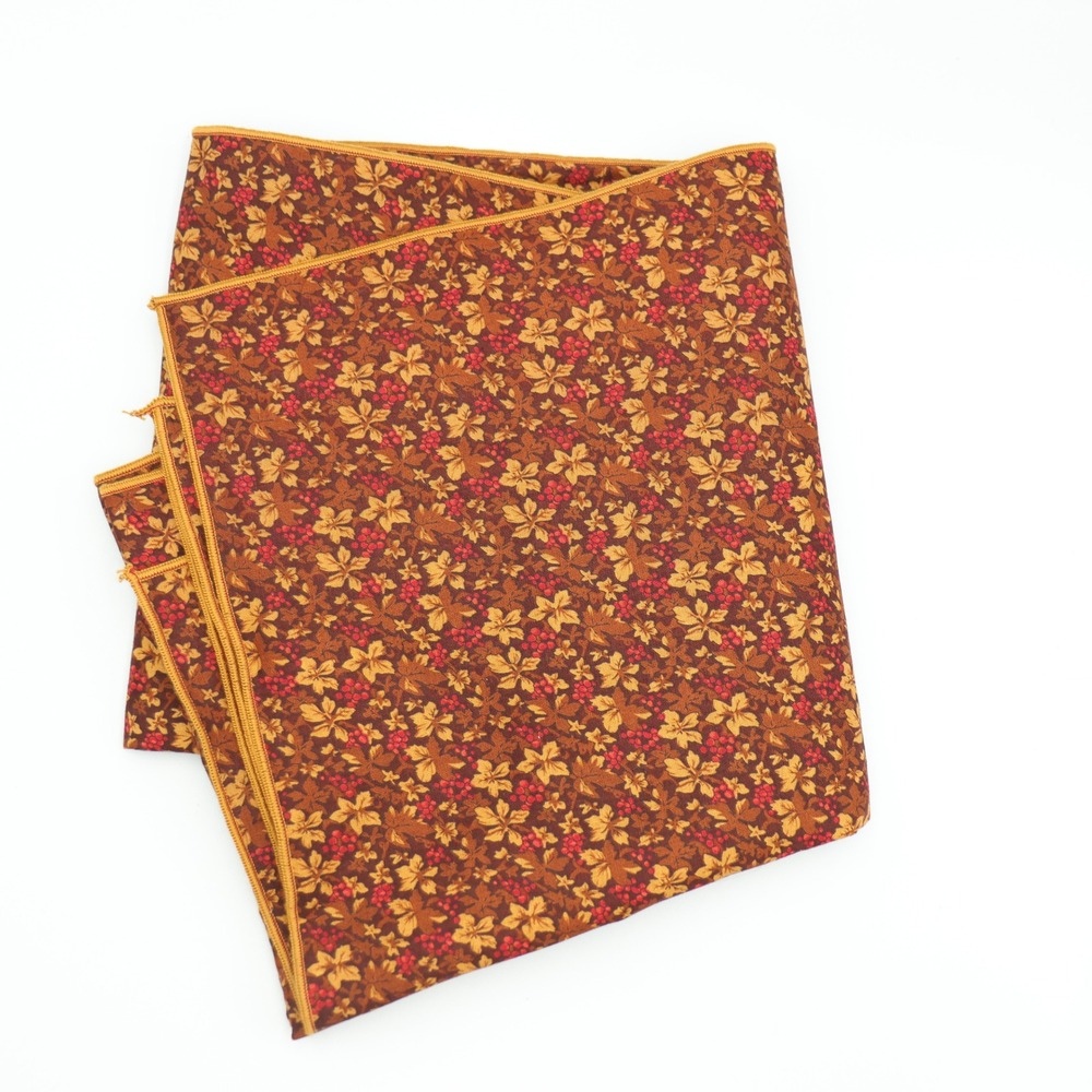 Autumn Botanical Floral Print Fabric Table Runner Gold Leaf Fall Aesthetic Warm